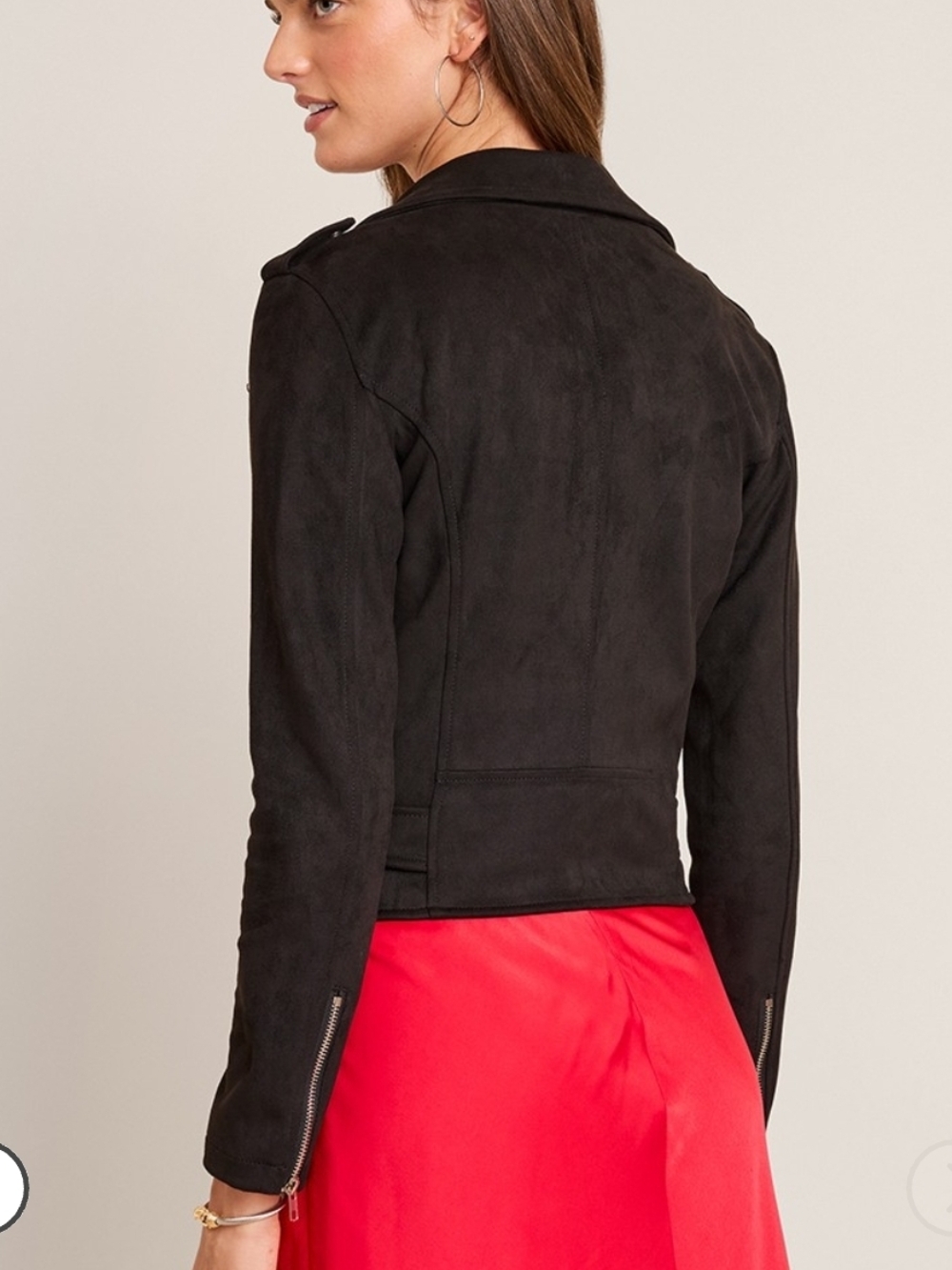 Francesca's Collections Stoosh Black Suede Cropped Moto Jacket NWT - Picture 2 of 6